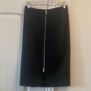 J. Crew Black Women's Pencil Skirt w/ Gold Zipper Detail, Sz 2
